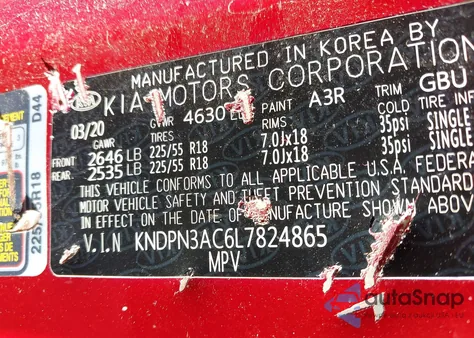 2020 Kia Sportage Ex из США, поврежденный, VIN KNDPN3AC6L7824865